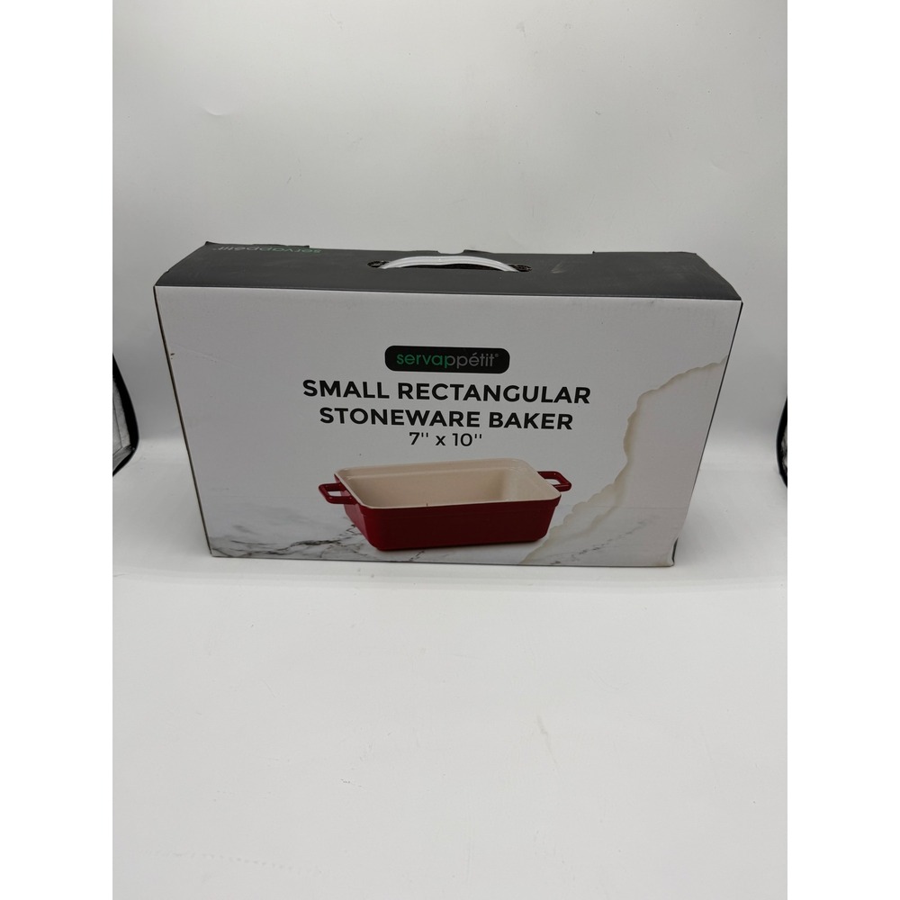 Servappetit Small Rectangular Stoneware Baker 7x10 Red Casserole Dish New